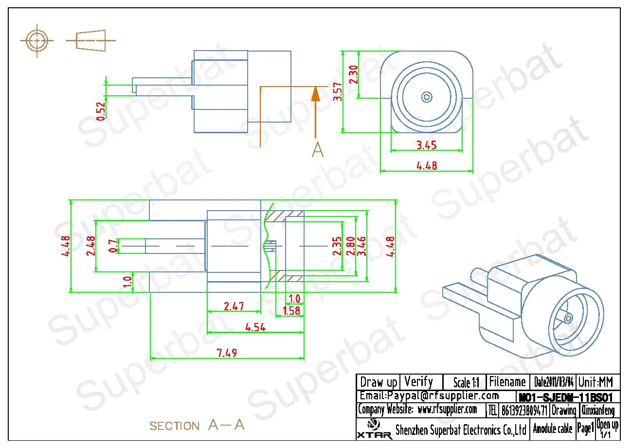 Gold Plated RF Coaxial Connector for Electronic Components