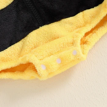 2024-06-24 Lioraitiin 0-24M Baby Bee Costume Sleeveless Hooded Romper Long Socks Set Infant Halloween Costume Newborn Outfit 6