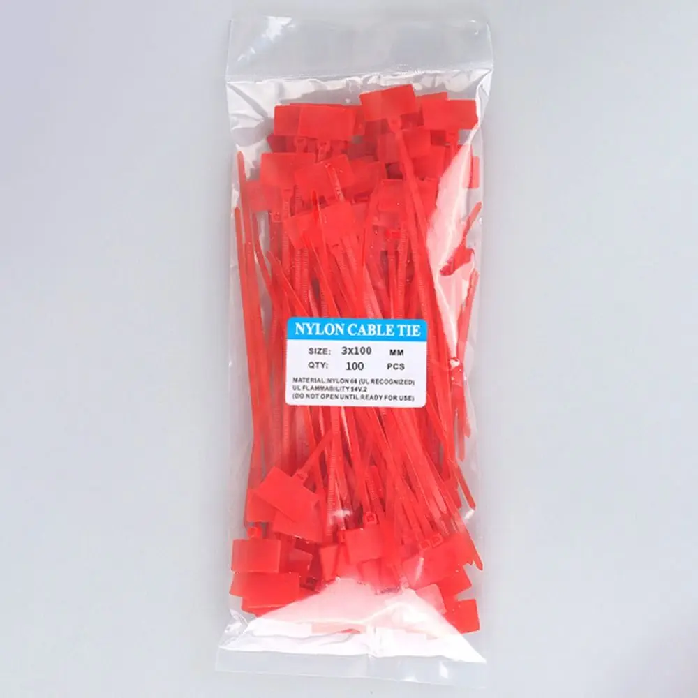 Description Picture 5 of item100Pcs Colorful Nylon Cable Ties Plastic Label Strapping Tape Easy Mark Tag Labels Self-locking Zip Ties Mesh Wire Marker Tools