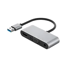 

4 in 1 USB3.0 Hub For Computer VGA Laptop Adapter HDMI-compatible VGA 3.5mm Audio Notebook Splitter Dock Station