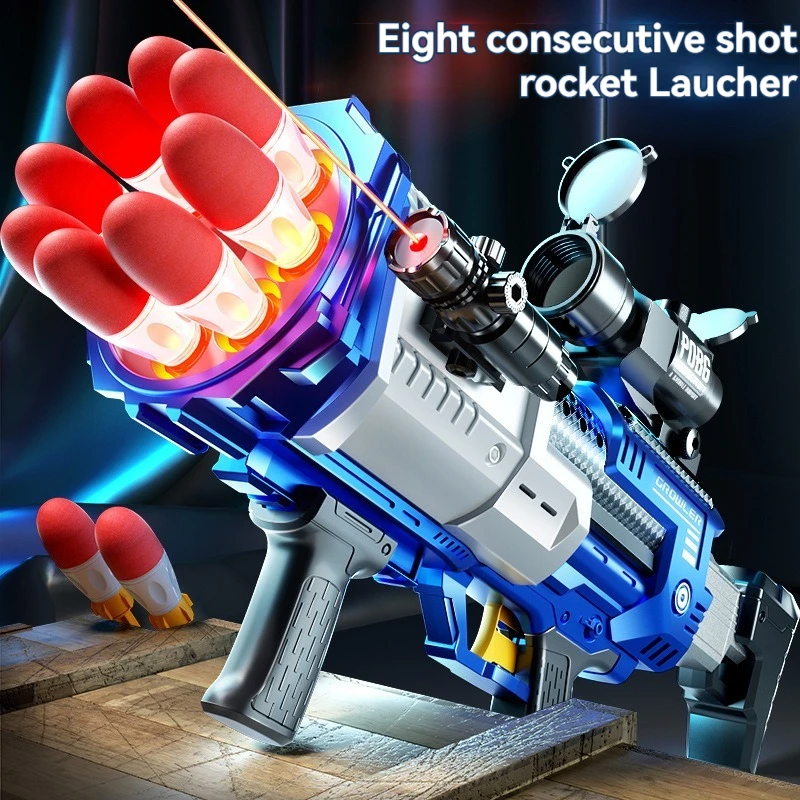 Electric Rocket Launcher Light Bazooka Sound Soft Bullet Gun with Light Dart Kids Boys Birthday Gifts 2