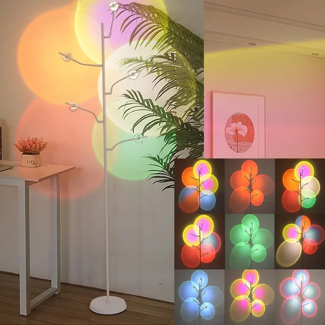 Light and Shadow Five Head Floor Lamp Living Room Bedroom Sunset Dawn Atmosphere Projection Lamp Background Atmosphere Lamp