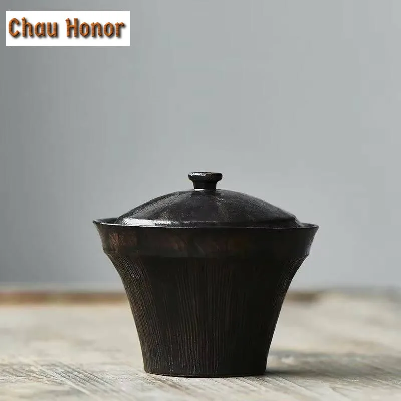 100ml Wabi-sabi Style Stoneware Gaiwan Japanese Handmade Tea Brewing Cup Tea Tureen Tea Maker Cover Bowl Cha Supplies Craft Gift