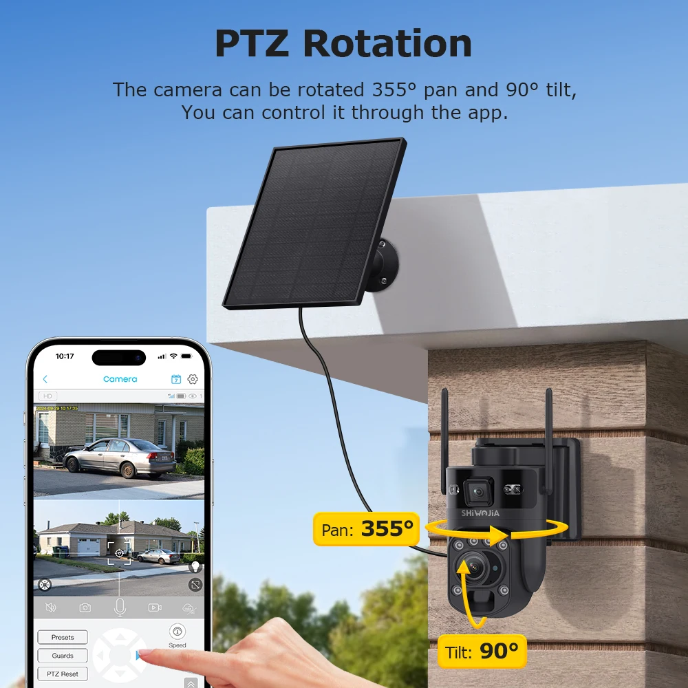 كاميرا SHIWOJIA 6K 4G SIM تعمل بالبطارية الشمسية