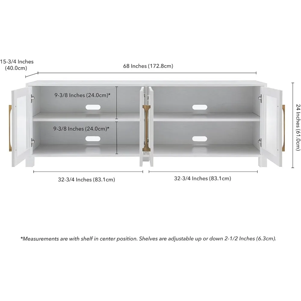 TV Stand for TV's up to 80" in White, Electric Fireplace TV Stands for the Living Room 6