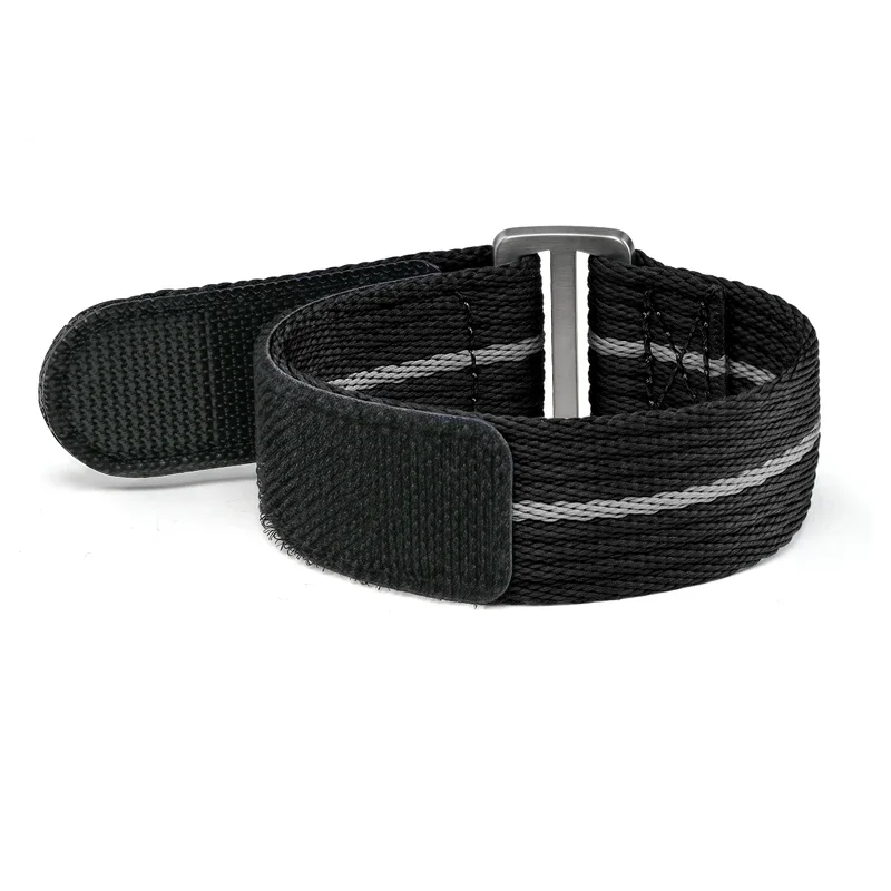 Khaki Sport Nylon Strap for Men's Watch – Hook and Loop Design, 20mm/22mm