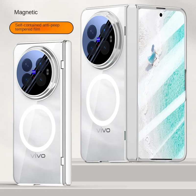 Magnetic Ring Transparent Screen Protector Case with Spring Hinged Back Cover