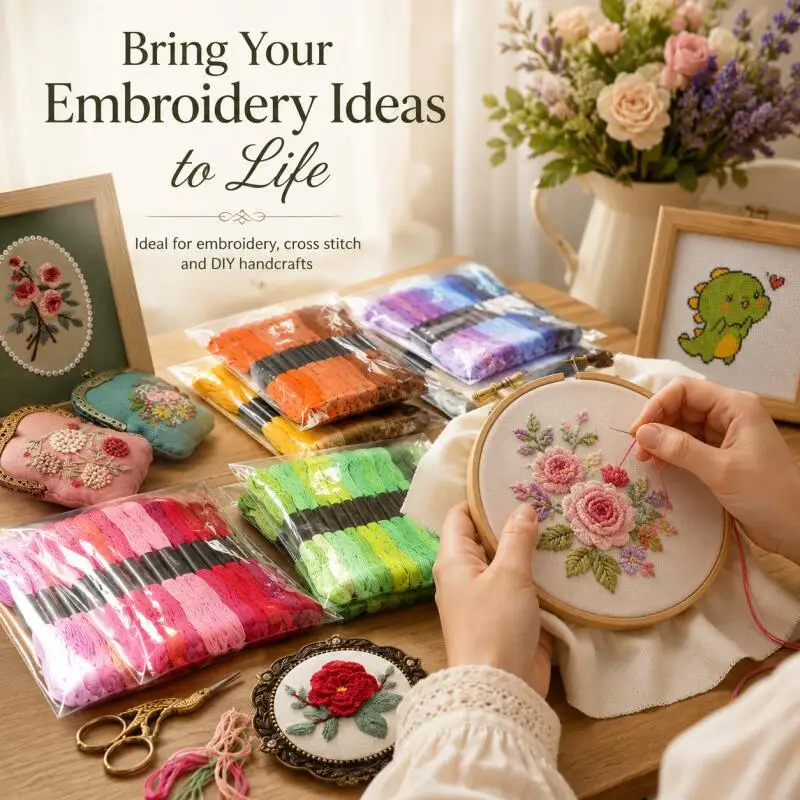 Vibrant Gradient Multicolor Embroidery & Sewing Thread Set