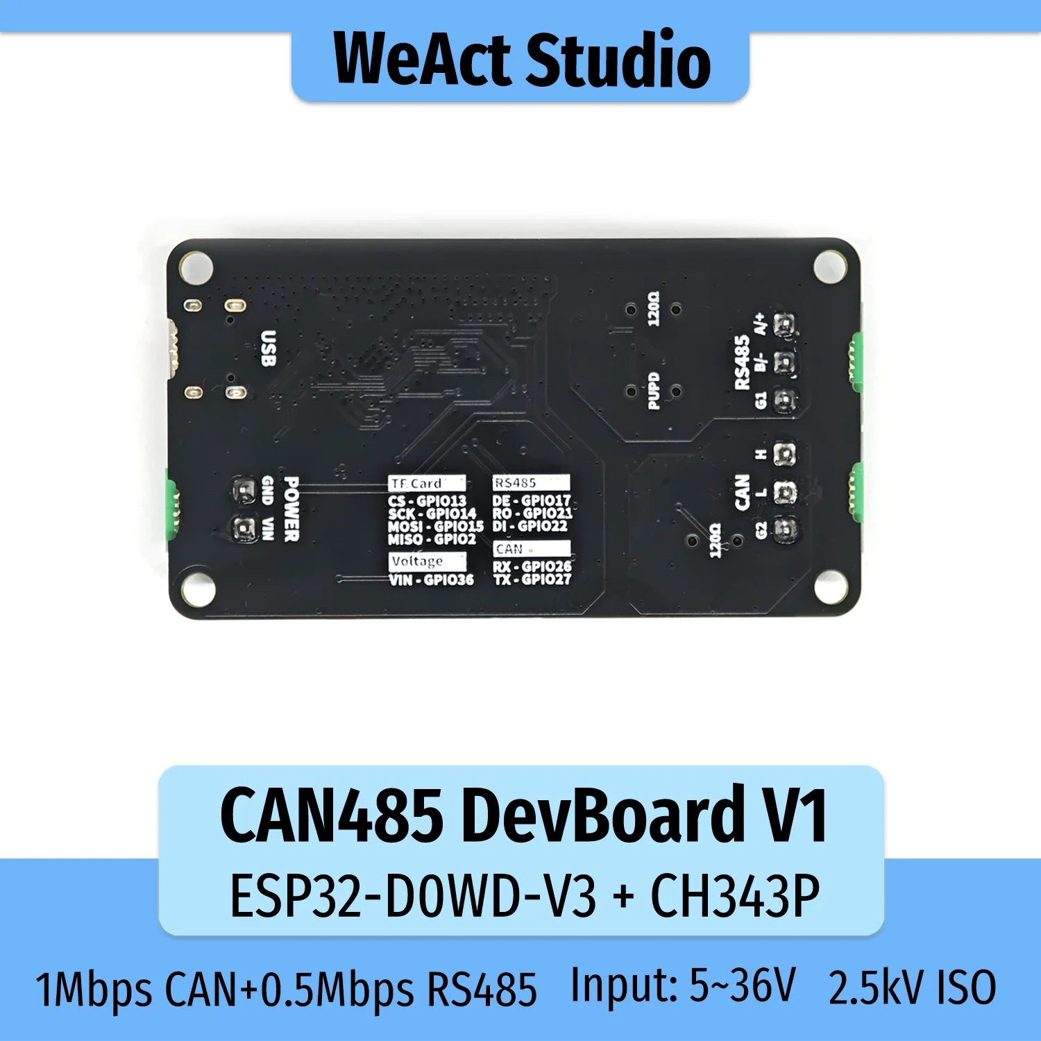 รูปสินค้า บอร์ดพัฒนา CAN RS485 ทนทาน 2.5kV สำหรับ ESP32