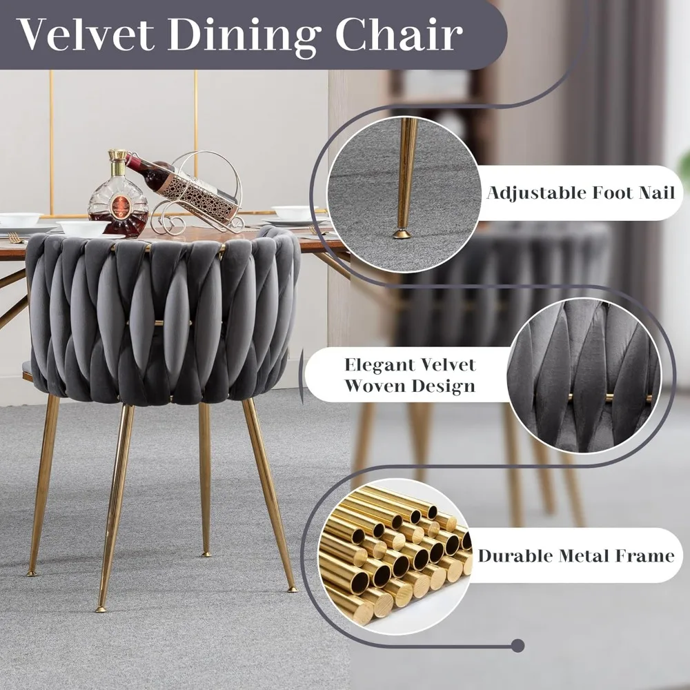 Modern Round Glass Dining Table Set for 4, 39” Clear Circular Kitchen