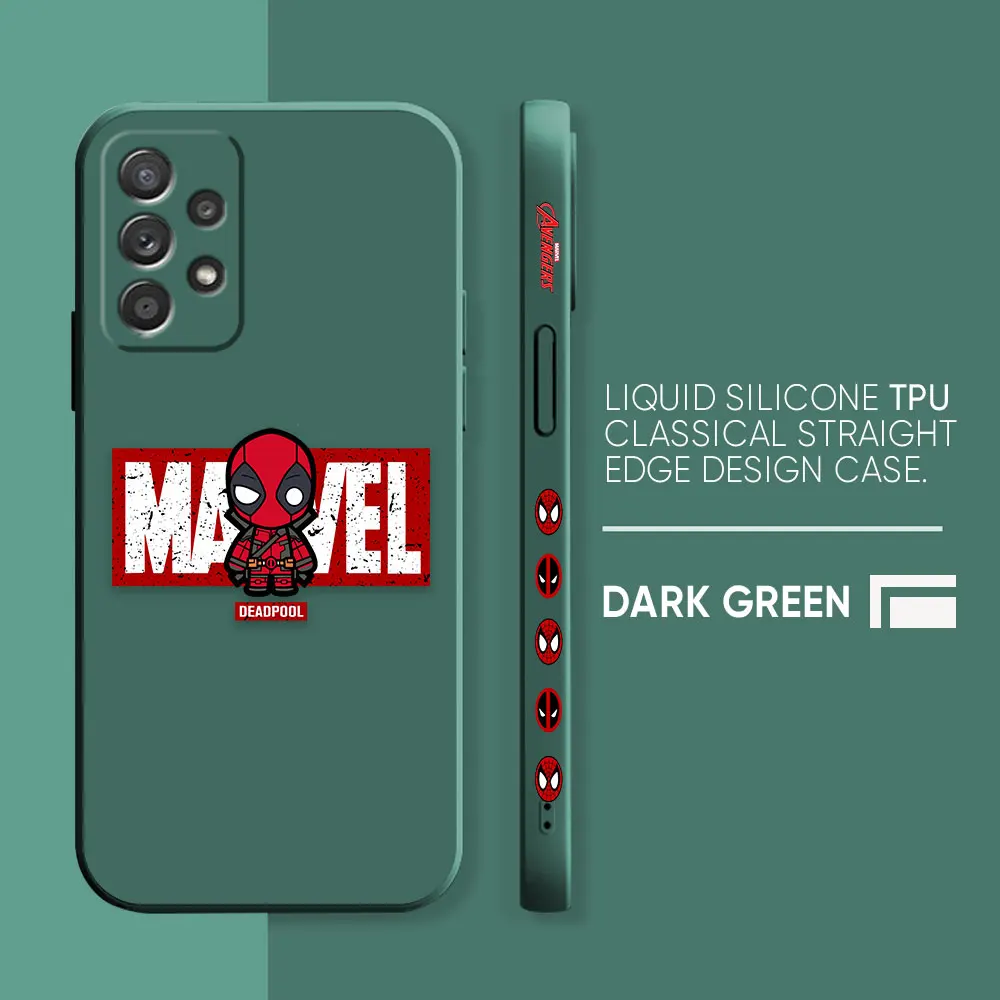 thumbnail image 1 of Funda para Samsung Galaxy A91 A73 A72 A71 A53 A52 A51 A42 AO3S 4G 5G funda de silicona líquida Simple estampado de Marvel Spider-Man Deadpool, 1 of 5