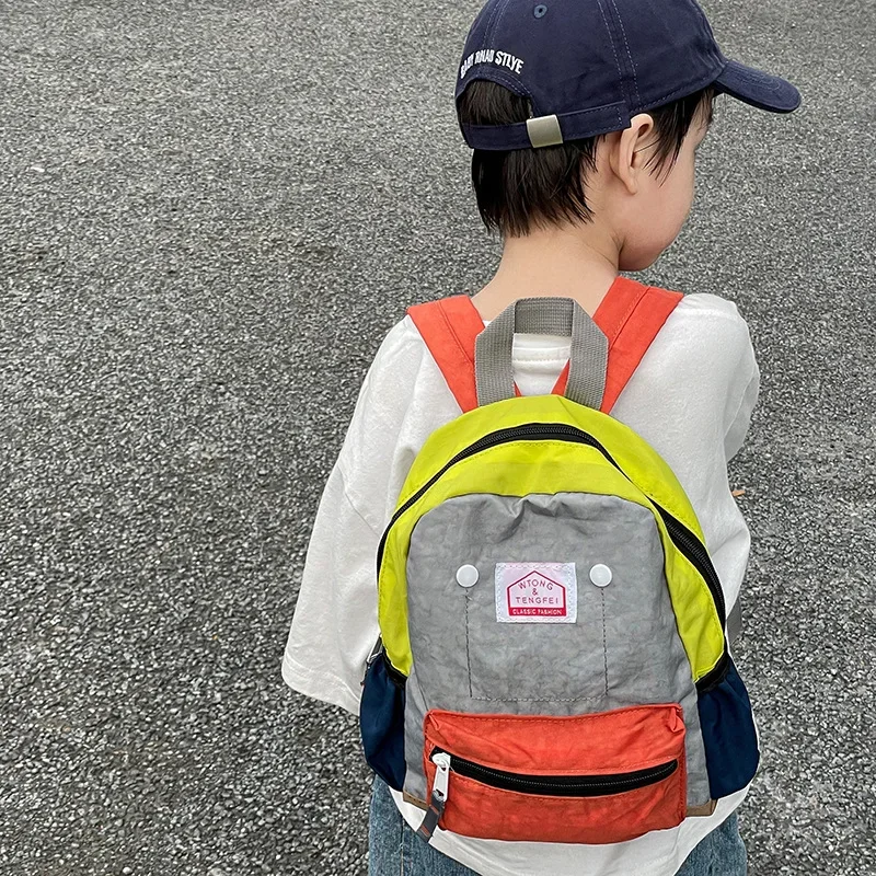 Cute Children's Kindergarten Backpack Boys And Girls Color Block Small Backpack Trendy Hot Sale Of The Season Double Shoulder Ba 1