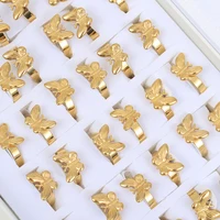 20 Pieces/Lot Fashion Stainless Steel Insect Butterfly Ring Charm Waterproof Statement Trend Jewelry for Women Wholesale Jewelry 1