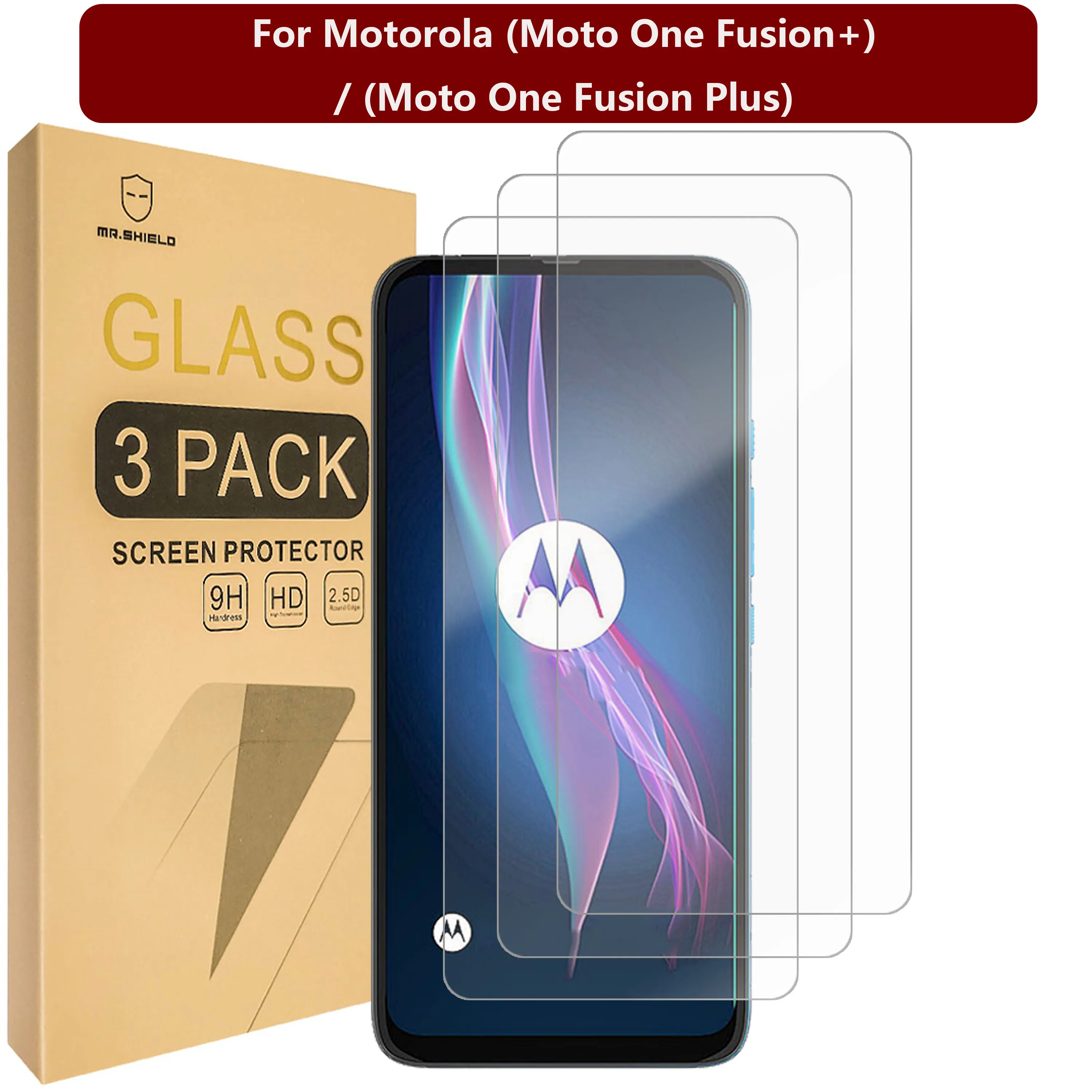 

Mr.Shield [3-Pack] Designed For Motorola (Moto One Fusion+) / (Moto One Fusion Plus) [Tempered Glass] [ 9H Hardness]