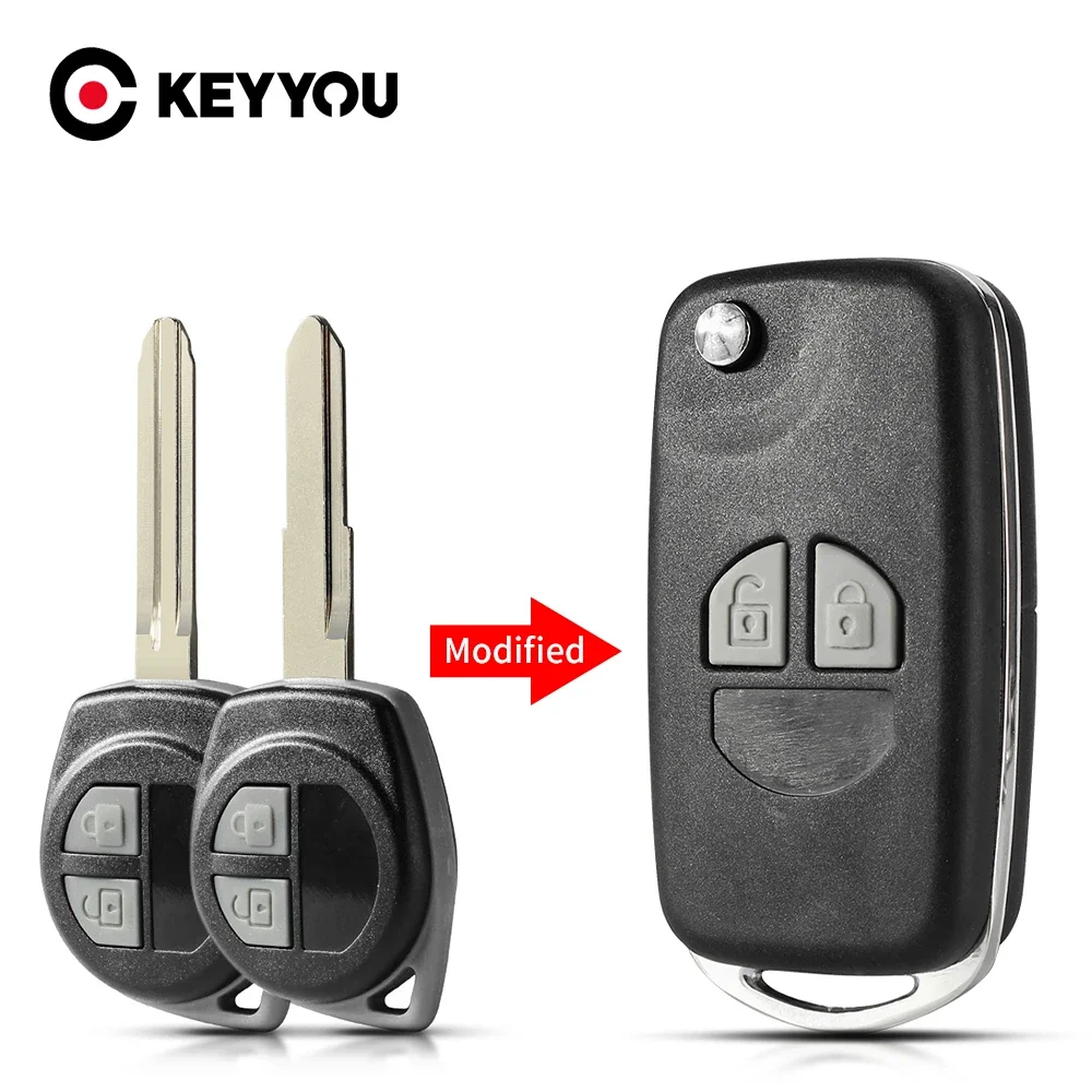 

KEYYOU Modified Flip Car Key Shell For Suzuki SX4 Igins Grand Vitara Jimny Splash Swift Alto Fob Case With HU133R/TOY43 Blade