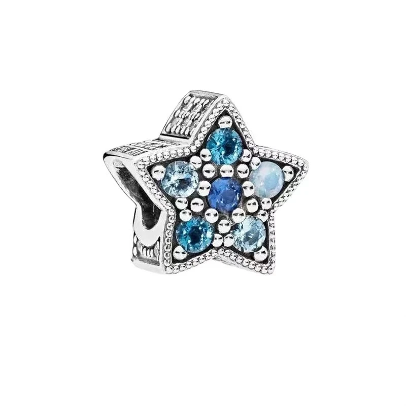 Tiny Spot Series Celestial Galaxy Star Murano Dangle Charm Bead Fit Original 925 Sterling Silver Bracelet DIY JewelryGift 5
