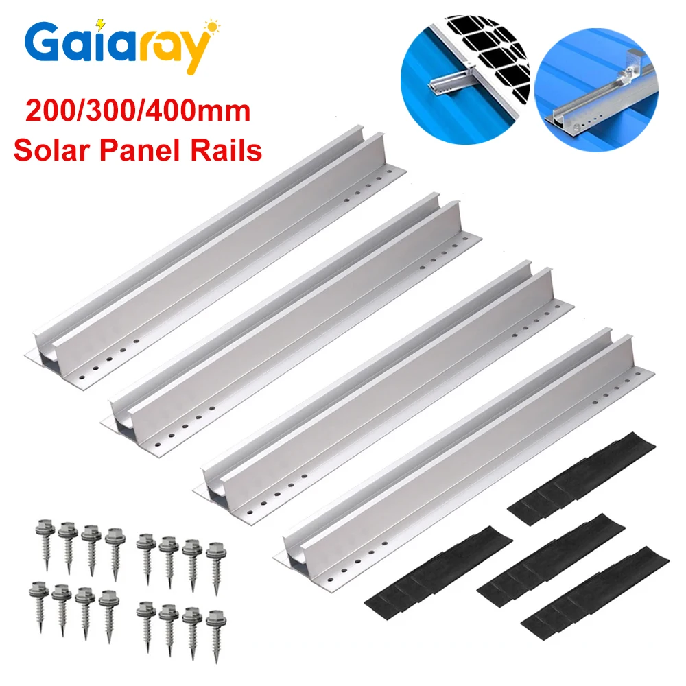 Solar Panel Mounting Rails 200/300/400mm Photovoltaic Panel Bracket Solar Mount Module Aluminum For Roof Mount PV solar panel mounting set