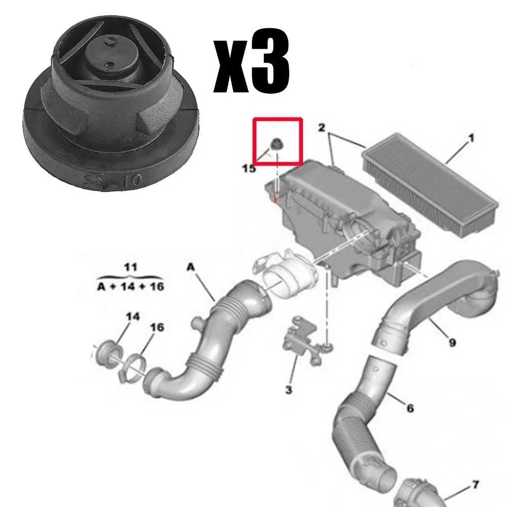 Car Air Filter Rubber Insert Grommet 3X for 1.6 HDI Diesel 1422A3 1422.A3 Hood Rubber Gasket Part