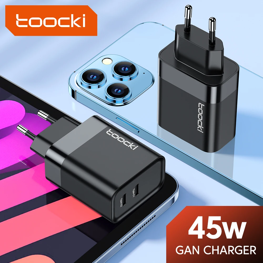

Зарядное устройство Toocki GaN USB C QC3.0 PD для iPhone 14 13 Pro Max Xiaomi Samsung S22 S21 Note 45 Вт, зарядное устройство для телефона GaN USB C