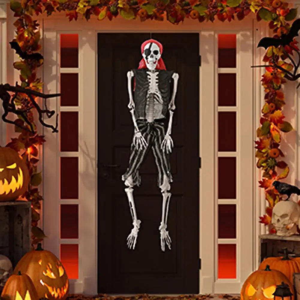165cm Plastic Skeleton Life Size Imitation Full Body Realistic Bones With Posable Joints Pirate Styling Halloween Pose Decor