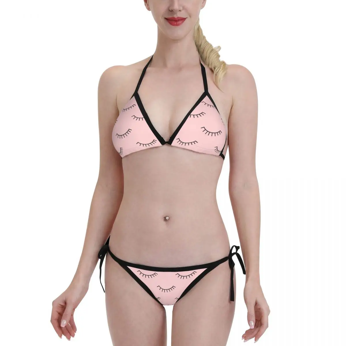 

Lashes Closed Eyes Swimsuits Swimwear Women Bikini Sets Sexy Bodysuit Cute Beach Wear Bandage Bather Swimming Suit