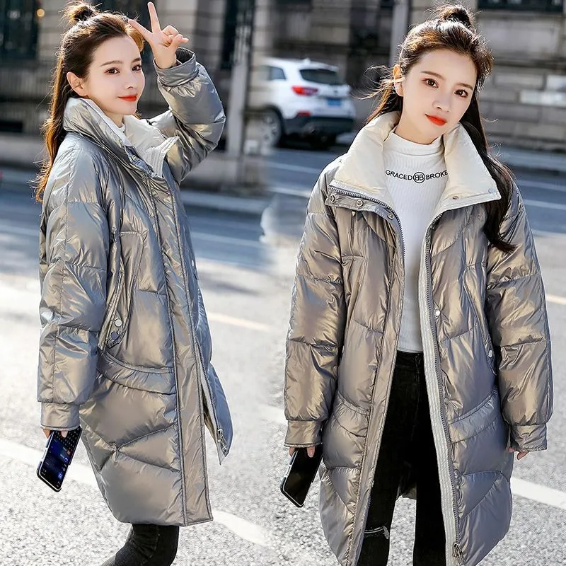 2023 New Women Down Jacket Winter Coat Female Mid Length Version Parkas Slim Fit Thick Outwear Leisure Time Versatile Overcoat