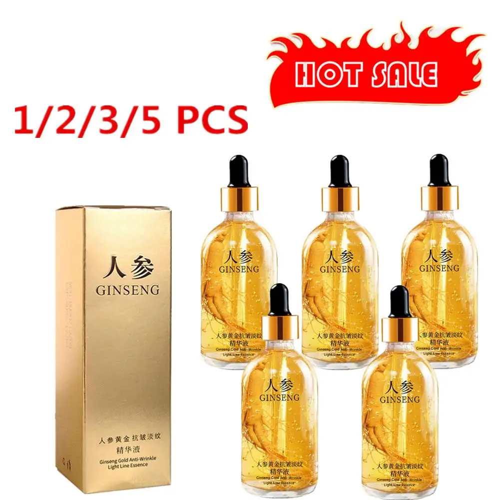 

1-5X 100ml Gold Ginseng Face Essence Polypeptide Anti-wrinkle Lightning Moisturizing Niacinamide Facial Serum for Care Products