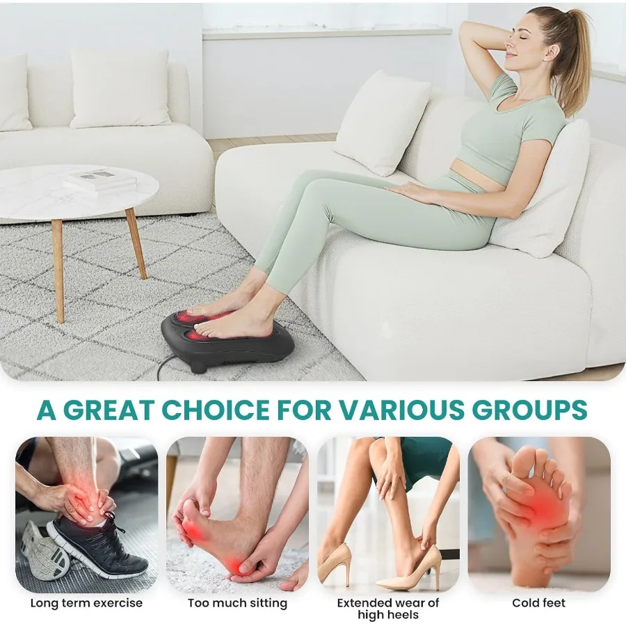 Fotmassageapparat placerad i ett vardagsrum.