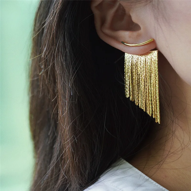 Dangle Earrings Drop Earrings Pendant Earrings Long Earrings Golden Earrings Crystal Tassel Earrings Fashion Statement Gold Color Bling Tassel Earrings For Women Female Wedding Daily Jewelry Gifts