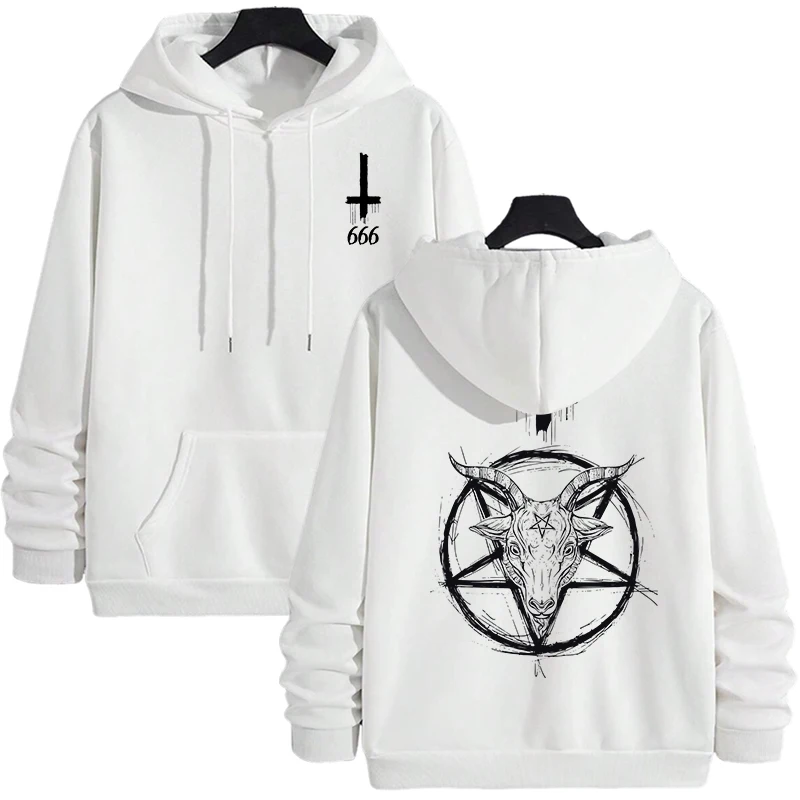 Dämonischer Druck Herren Hoodies 2025, Streetwear, Gothic, Satan, Sweatshirt, 666 Symbol, männlich, Herbst, Winter, Pullover, lässig, Top, Trainingsanzug – Detail 5