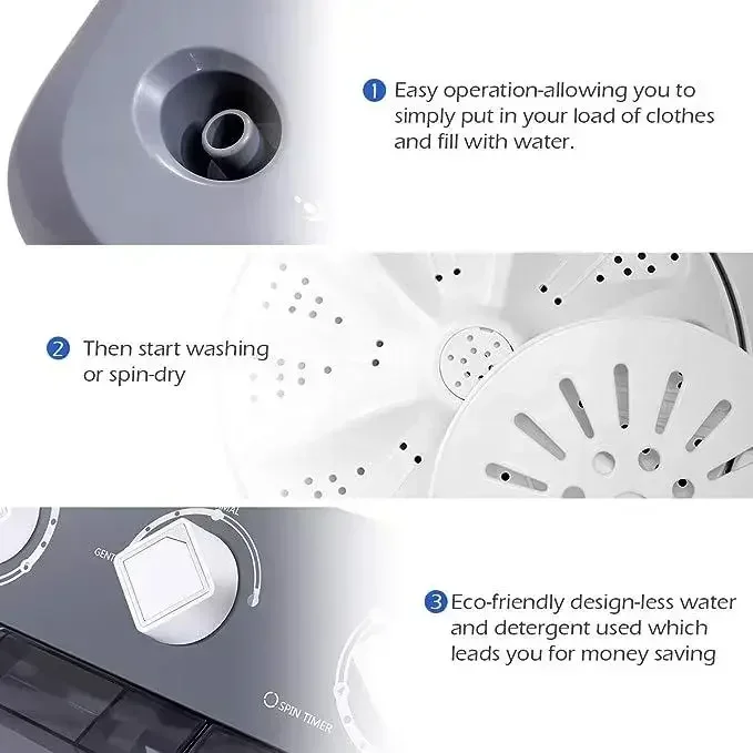 【Costway】- Twin Tub Washer and Dryer Combo, 20Lbs Capacity (12Lbs Washing and 8Lbs Spinning) Washing Machine, Compact Portable 6