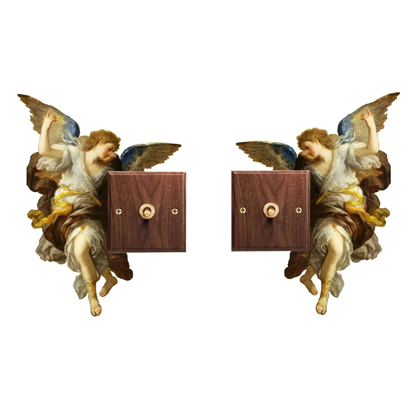 Wooden Switch Panel Sticker Retro Character Light Switch Cover Home Wall Outlet Socket Protection Board Room Decoration