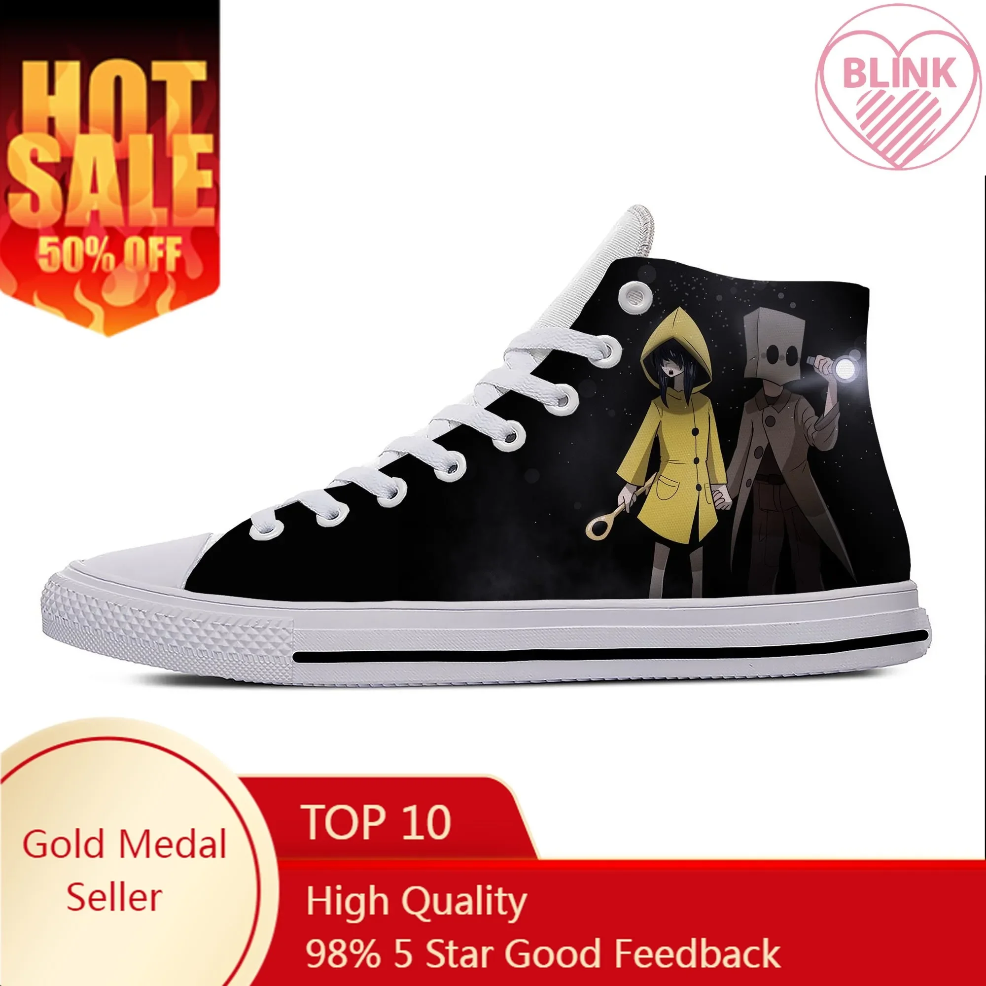 Anime Cartoon Game Little Nightmares Cool Fashion Casual Cloth Shoes High Top Lightweight Breathable 3D Print Men Women Sneakers