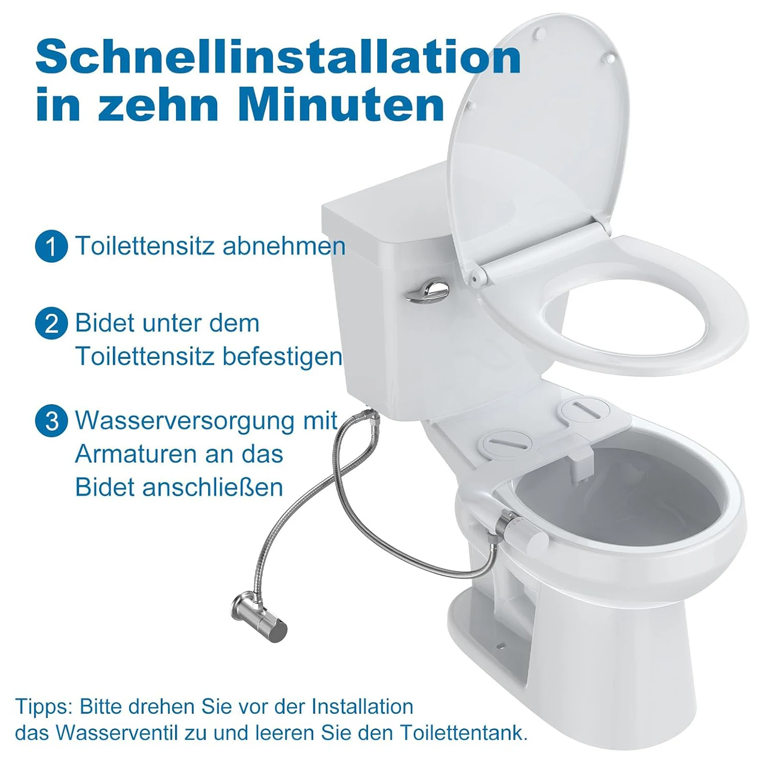 Ultraflacher Bidet-Toilettensitz mit Einziehbarer Selbstreinigender Doppeldüse Nicht-Elektrischer Po-Sprüher Einstellbarer Wasserdruck – Detail 5
