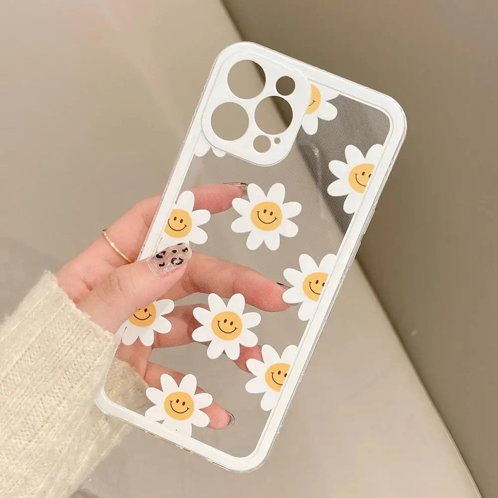 Anime Scenery Flowers Leaves Daisy Transparent Soft Phone Case