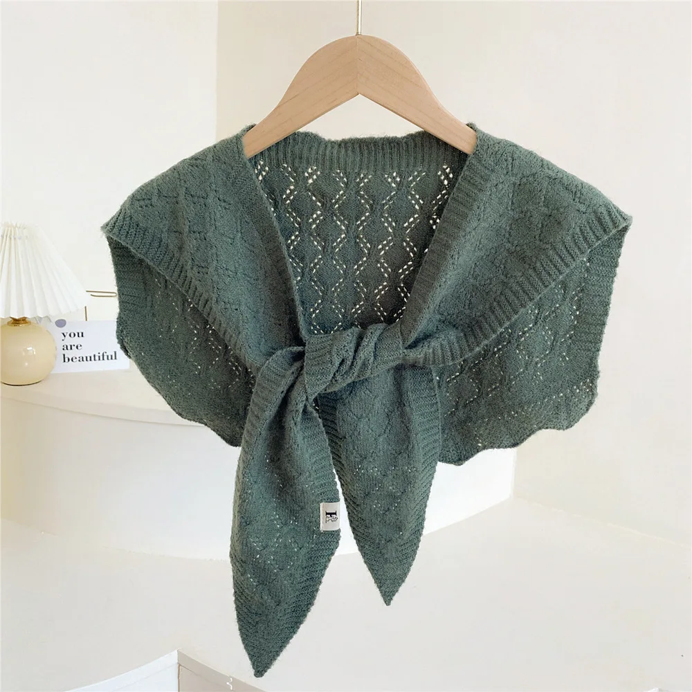 

Корейский однотонный шарф для шеи Женская вязаная теплая шаль Зимняя шерстяная блузка плечи искусственный воротник накидка шарф с узлом