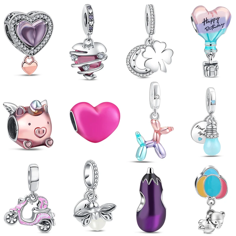 

Hot Sale 925 Silver Charm Beads Hot Air Balloon Flying Pig Firefly Fit Original Pandora Bracelet Diy Women Shiny Jewelry Gift