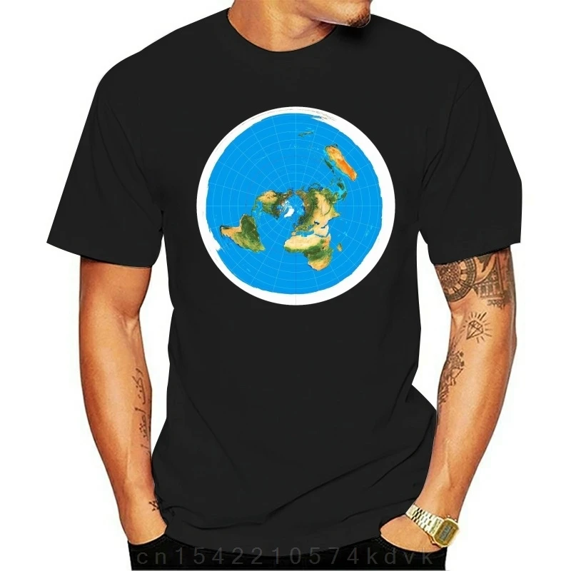 

Плоская футболка с картой земли, футболка с круглым вырезом и коротким рукавом, модная футболка, топы, одежда