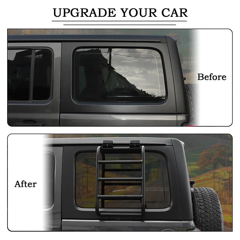 BAWA 알루미늄 합금 자동차 창문 보호 프레임 지프 랭글러 JL 2018-2025 확장 등반 사다리 외부 액세서리