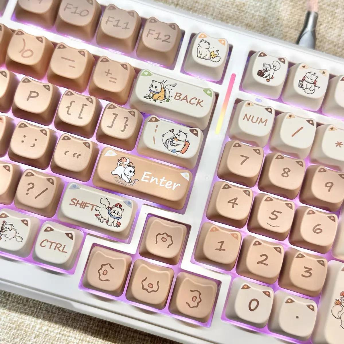 Personalizado Bonito Gato Keycaps Praça Keycaps Sublimação Térmica Teclado Mecânico Presente para Alice 2.25 u 2.75u 142 Chaves Novo Mao