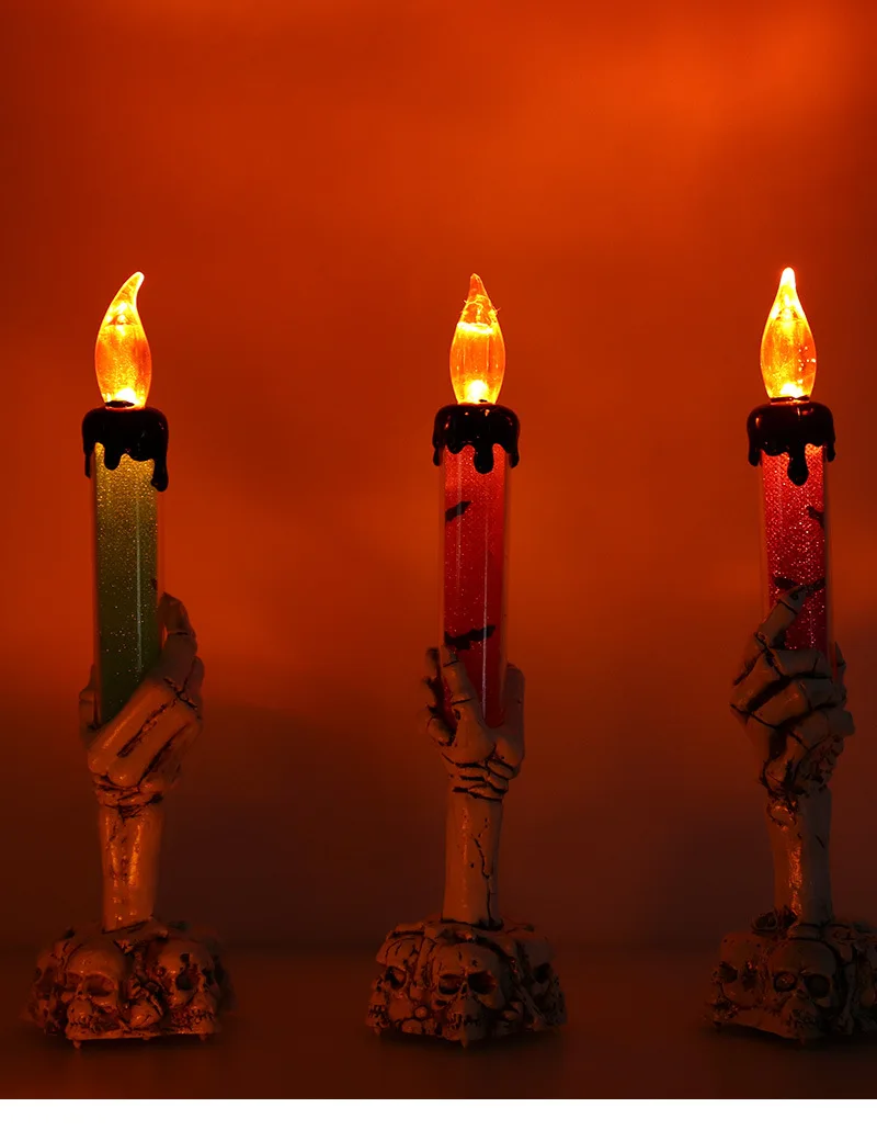 Halloween LED Lights, Skeletons, Ghosts, Hand-Held Candle Lights Color:Orange-Small Size 2