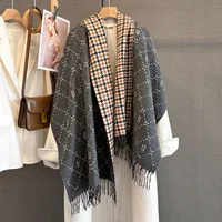 Thickened Letter B Cashmere Scarf Versatile Fashionable Neck Warmer Multifunctional Warm Office Shoulder Wrap Autumn Winter N...