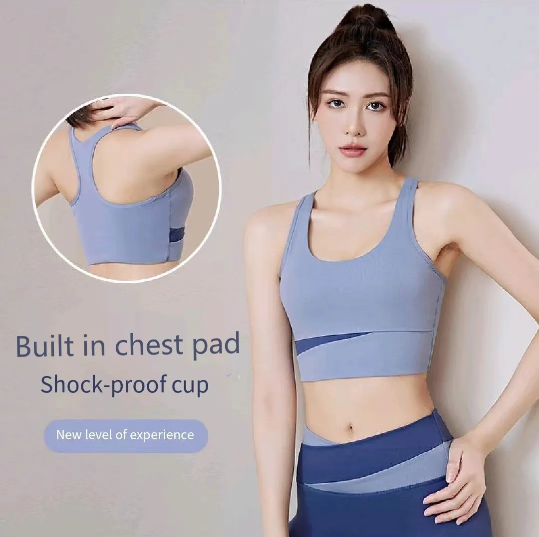 

Color blocking detachable chest pad, beautiful back underwear, fitness yoga quick drying, high-strength shock-absorbing sports b