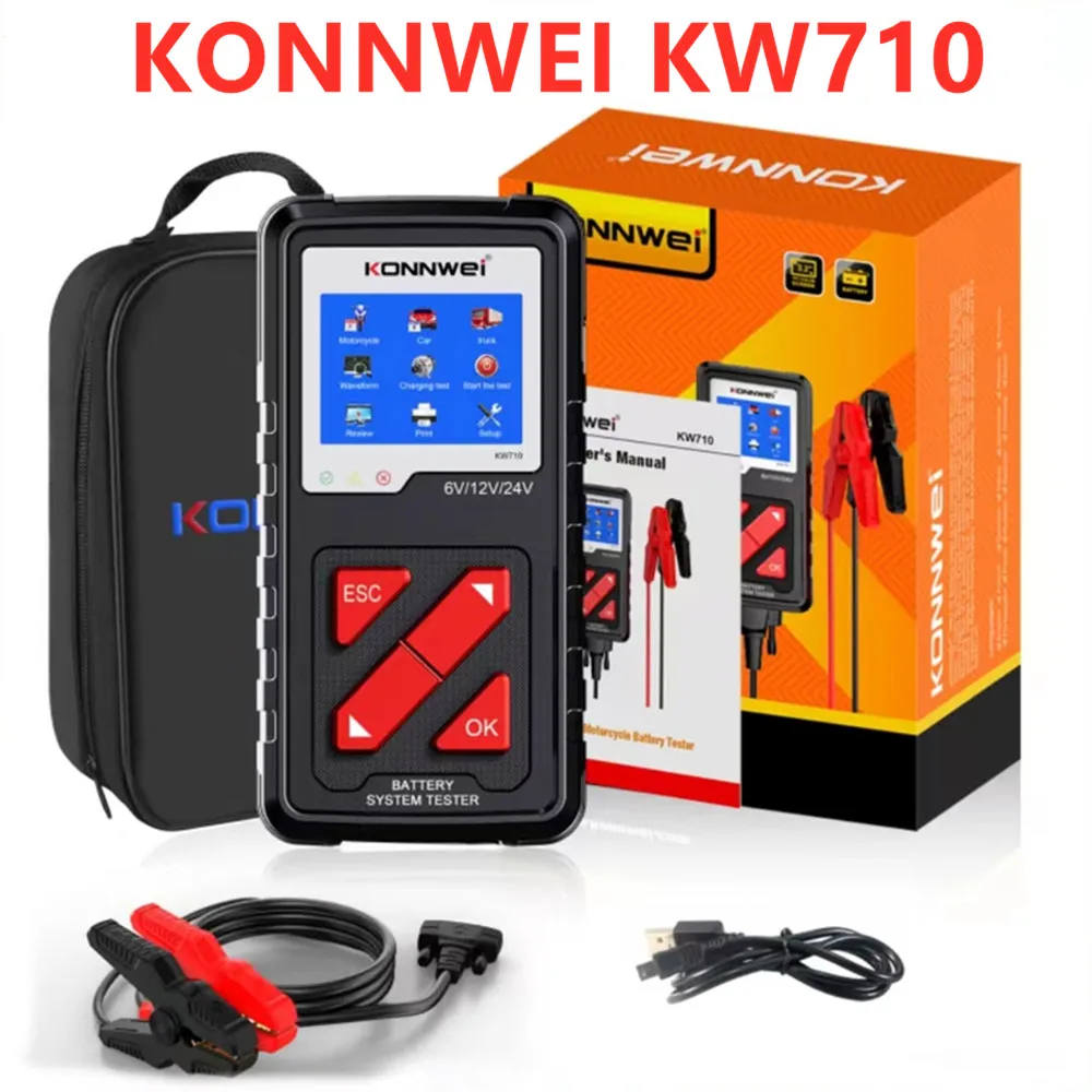 

KONNWEI KW710 Car Battery Tester 6V/12V/24V 100-2000CCA Battery Load Tester Charging Diagnostic Tool/KW208/KW510/KW310/KW850 A+