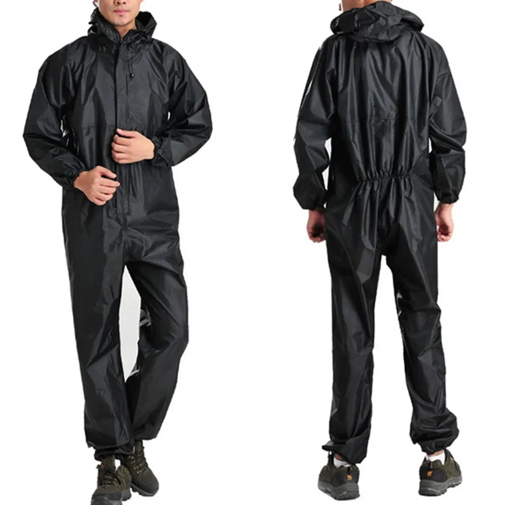 Oversized Rain Coat Motorcycle Rainwear Adult Motorbike 5 Sizes M-3XL Waterproof Raincoat Overalls Suit PVC Black