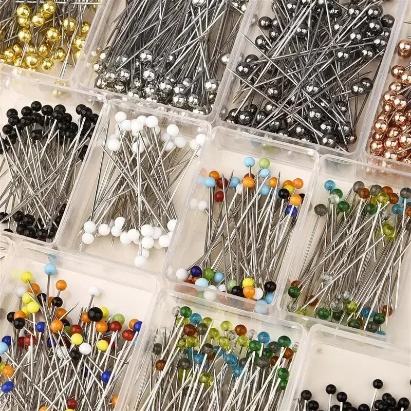 New Fashion Sewing Needles Colored Glass/Ceramics Head Bead Pin Stitch Knitting Needles Sewing Fixed DIY Safety Pin 32mm