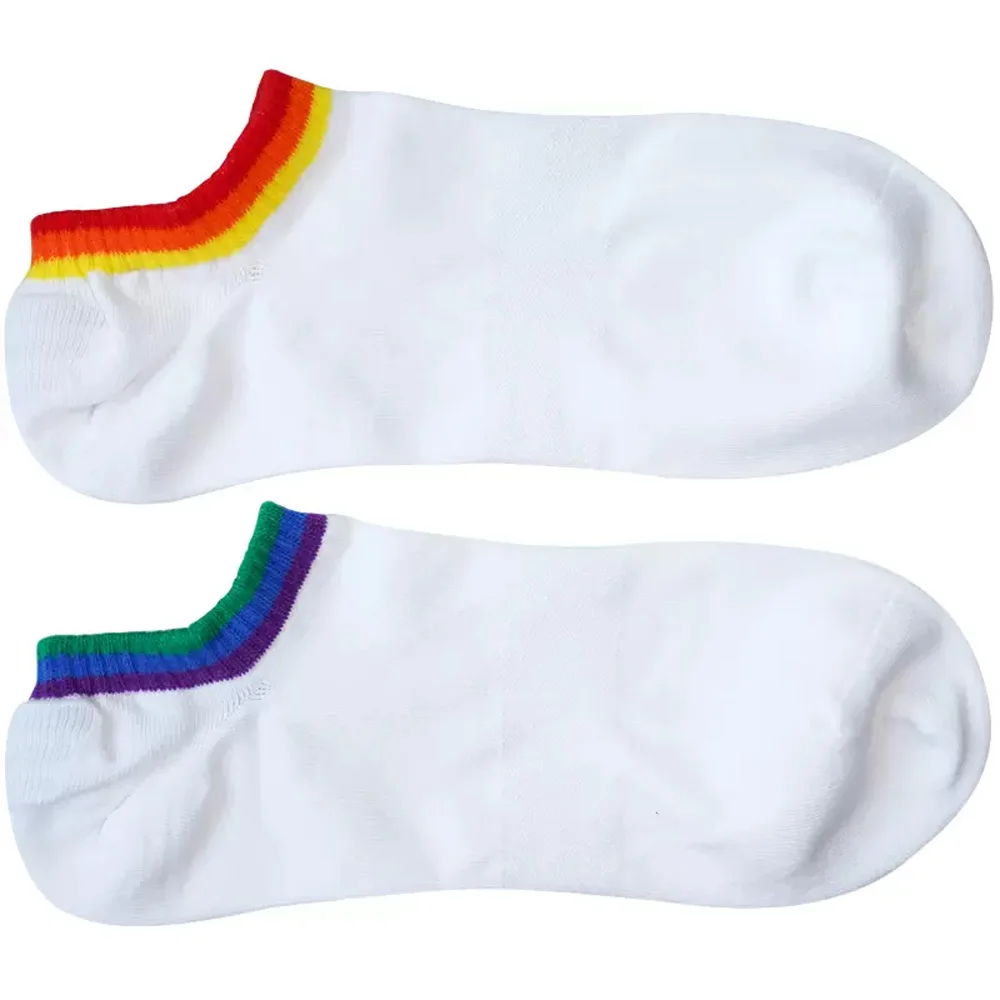 Men's Six-color Rainbow Around Foot Thin Summer Four Seasons Sports Fitness Boat Socks Cotton Socks Thin Socks