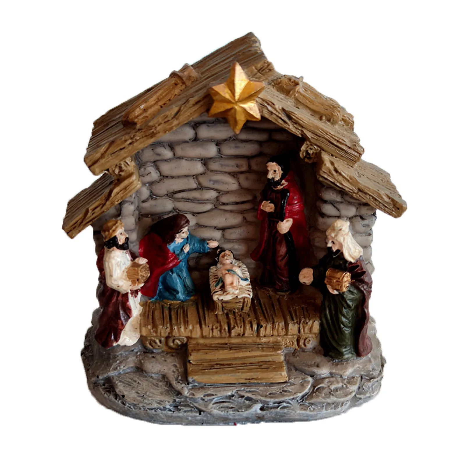 Figurine De La Nativité En Résine Blanche - Décoration De Noël, Dimensions 5.5x2x7 Cm