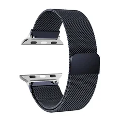Elegant Milanese Loop Metal Mesh Bracelet - 38mm 40mm 41mm (Black)