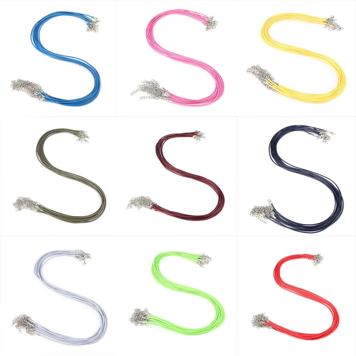100PCS Wholesale 26 Color Colorful Wax Thread Leather Rope Chain Jewelry Making Accessories Pendant Necklace Chain Length 45+5cm